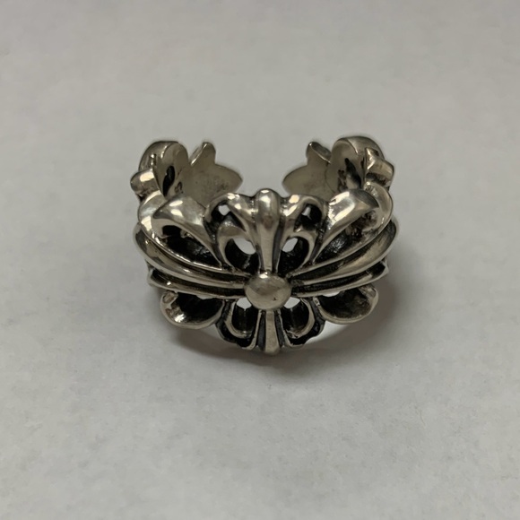 Chrome Hearts Silver Floral Cross Open Band Ring